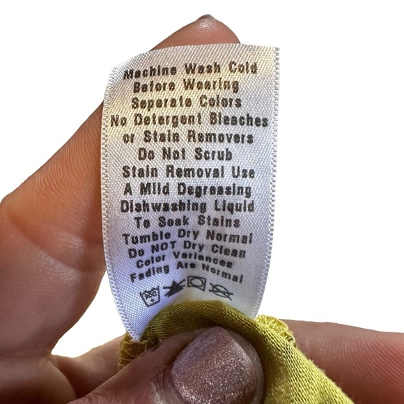 5 for $40 SALE! 
Fresh Produce chartreuse, batik, midi-dress, w/pockets sz M - Picture 11 of 11